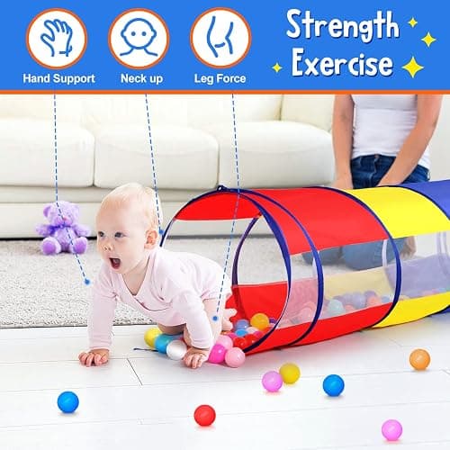Kids Play Tunnel for Toddlers, Pop Up Crawl Through Tunnel Play Tent for Baby Infant Children or Dog with 2 Mesh Sides, Kids Tunnel Toys or Gift Indoor & Outdoor (Colorful Crawling Tunnel) thumbnail 4
