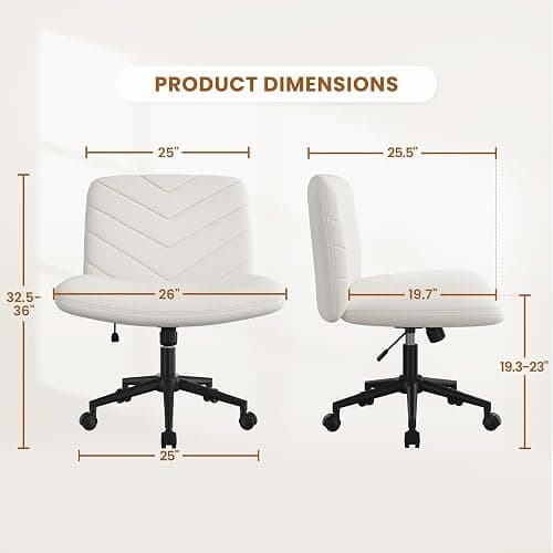 Yaheetech Wide Criss Cross Legged Office Desk Chair with No Wheels, Vanity Comfy Swivel Computer Chairs for Home Office Reading Makeup, Beige thumbnail 2