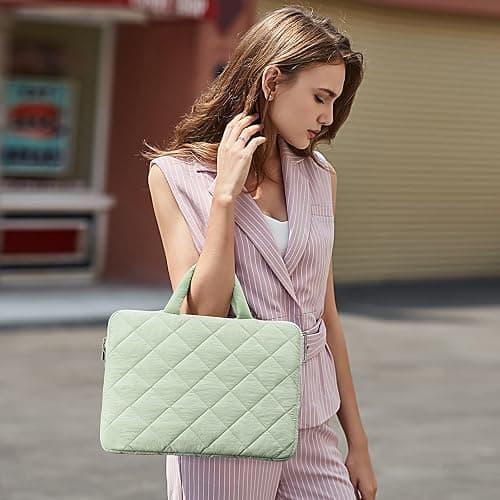 RAINYEAR Puffy Laptop Sleeve Case, 14-15 Inch Protective Padded Waterproof Lightweight Laptop Bag Briefcase for 14-15 Inch MacBook Computer Chromebook Notebook, Green thumbnail 6