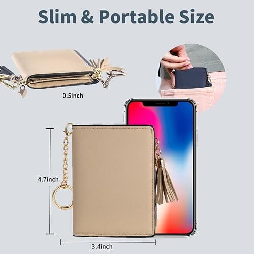Gostwo Small Wallets for Women, Stylish Womens Wallet with ID Window, Zippered Coin Pocket and Tassel. Cute RFID Wallet for Women, ideal for Teen Girls, Commuters, and Women for Daily Use thumbnail 3