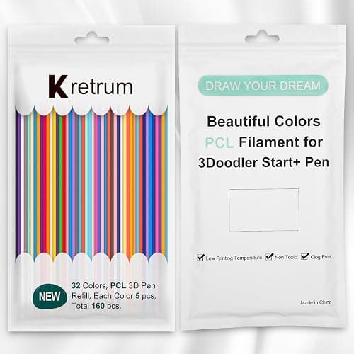 32 Colors 3D Doodler Pen Refills Packs for 3Doodler Start+ 3D Pen Low Printing Temperature PCL Filament 3D Doodler Refills Each Color 15.2 cm x 5 pcs Total 160 pcs Only Fit for 3Doodler Start+ thumbnail 4