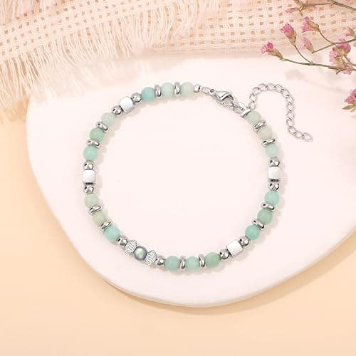 𝗚𝗶𝗳𝘁𝘀 𝗳𝗼𝗿 𝗪𝗼𝗺𝗲𝗻 𝗠𝗼𝗼𝗻𝘀𝘁𝗼𝗻𝗲 𝗕𝗿𝗮𝗰𝗲𝗹𝗲𝘁 Amazonite Colorful Imperial Jasper Stainless Steel Beads Bracelets, Graduation Mothers Day Christmas Birthday Gifts for Her Women thumbnail 3
