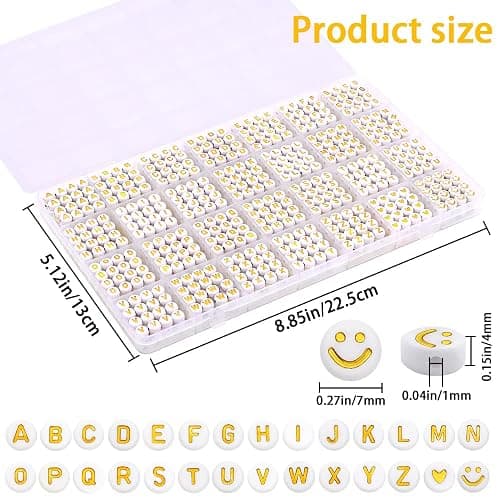 XIMISHOP 1400pcs Round Letter Beads for Jewelry Making, 28 Style Gold A-Z Alphabet Acrylic Beads Kits Heart Beads for Bracelets Making (4 * 7mm) thumbnail 3
