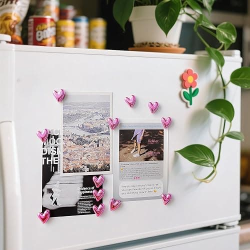 Janvelle 12PCS Refrigerator Magnets Pink Magnets for Fridge 0.83in Small Love Heart Cute Decorative Magnet Set for Home Kitchen Office Whiteboard Decor thumbnail 4