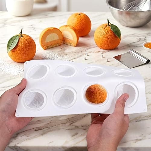 Juome 3D Orange Shape Cake Mold - 16 Cavity Fruit Pudding Orange Silicone Molds for Baking Pastry, Ice Cream, Mousse Cake Decoration Mould Supplies thumbnail 8