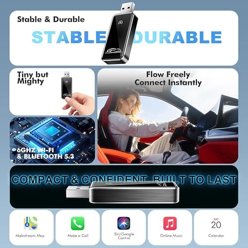 Wireless CarPlay Adapter for Apple iPhone - Converts Factory Wired CarPlay to Wireless, Quick Setup & Auto-Connect Every Drive, CarPlay Dongle for Cars from 2015+ & iOS10+ (Metallic Brushed Blue) thumbnail 3