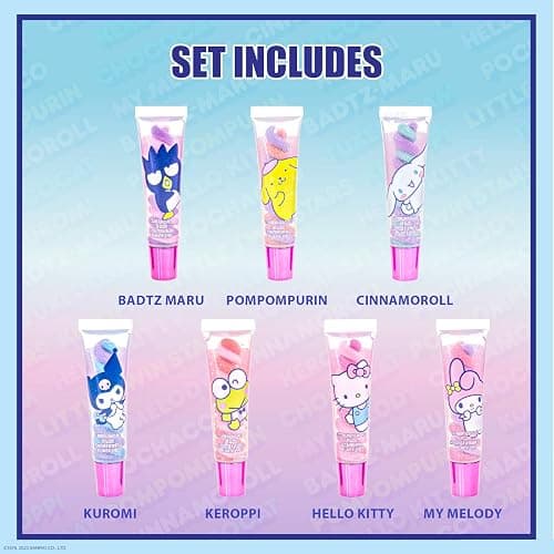 Townley Girl Hello Kitty and Friends 7 Piece Swirl Lip Gloss, Girls Kids Party Favors, Lip Set for Girls, Perfect for Birthday Gifts, Plant Based, Ages 3 thumbnail 3