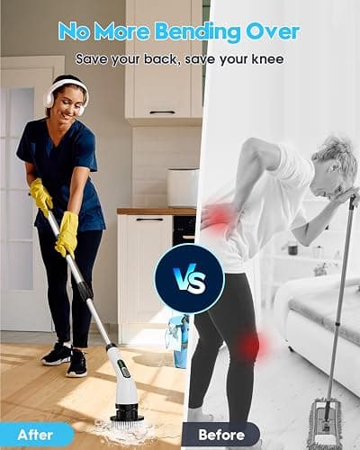 Highyes Electric Spin Scrubber for Cleaning Bathroom: Cordless Power Shower Scrubber - Electric Cleaning Brush for Tile Tub thumbnail 7