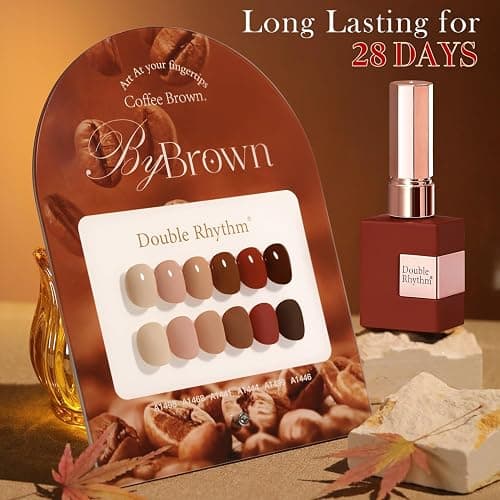 Double Rhythm 6 Pcs 15 ML Gel Polish Set Same Color Same Bottle Soak Off Gel Polish Kit Nail Art Manicure Salon DIY at Home for Women (Coffee Brown Nude Red Beige Pink-T6-5) thumbnail 9
