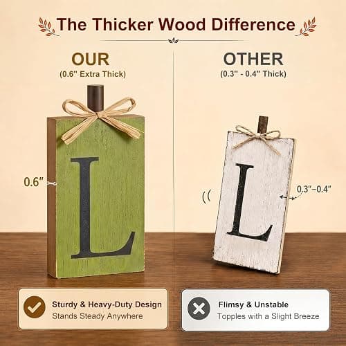 OLANRUN Fall Decorations for Home, Fall Decor - 4Pcs Vintage Wooden Autumn Thanksgiving Decorations for Table Indoor Home Office Farmhouse Kitchen Room Bedroom Mantel Tiered Tray Rustic Wood Signs thumbnail 3
