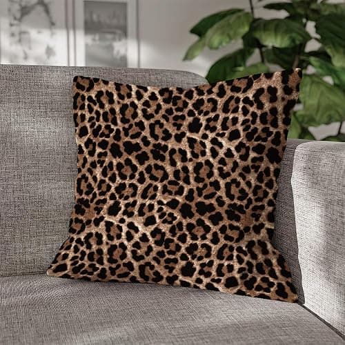 Fahrendom Leopard Zebra Print Decorative Throw Pillow Covers Set of 4, Wild Animal Cheetah Black White Stripes Outdoor Pillowcase, Farmhouse Wildlife Sofa Couch Cushion Case Home Decor 18 x 18 thumbnail 6