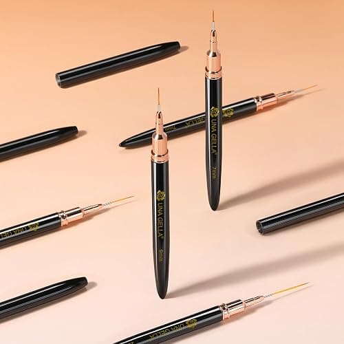 UNA GELLA Metallic Nail Art Brushes, Liner Pens Set 5Pcs Black Color For Nail Art Gel Polish - Thin Detail Nail Art Design Painting Brush Set For Nails Gel Fine Drawing Nail Tools Sizes 7/9/11/15/25mm thumbnail 7
