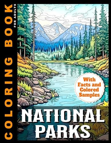 National Parks Coloring Book For Adults: With Facts and Colored Samples For Inspiration | Relaxing Landscapes and Beautiful Nature Scenes to Color (Coloring Books With Colored Samples) - Image 1