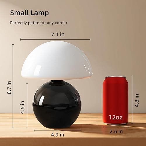 Dawnwake Mushroom Lamp Table Lamp for Bedroom,Desk Bedside Small Lamps for Living Room Night Stands,Mushroom Decor Cute Mini Modern Mid Century Lamps,Unique Aesthetic Home Living Room Decor(Black) thumbnail 5