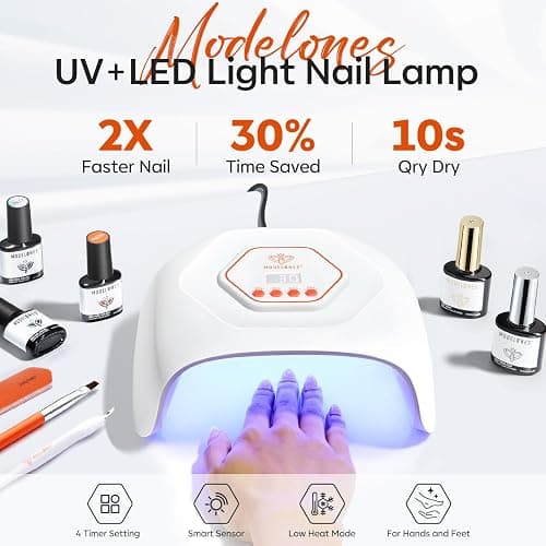 modelones UV LED Nail Lamp, Light for Gel Nails Nail Dryer Gel Polish Fast Curing with 4 Timer Smart Sensor Nail Art Tools Manicure Kit Starter Friendly Gifts for Women Girls thumbnail 5
