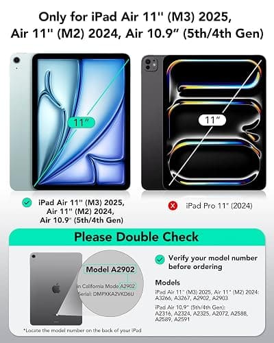 ESR for iPad Air 11 Inch Case M3/M2 (2025/2024), iPad Air 5th/4th Gen(2022/2020), Slim&Light, Yellowing Resistant, Transparent Back Cover, Supports Pencil Pro&Pencil (USB-C), Zero Series, Clear thumbnail 2