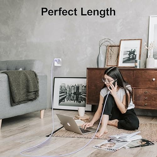 Dayaoncy Compatible with iPhone 17/16/15 Charge Fast Charging, 20W USB C Wall Charger with 3Pack 10FT USB C Cable, Type C Fast Charger Compatible with Phone/Android/Phone/Samsumg/Pad Purple Blue Pink thumbnail 8