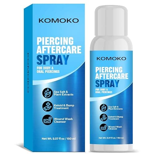 Komoko Piercing Aftercare Spray (5.07 Fl Oz), Saline Spray for Piercings & Ear Piercing Cleaner, Gentle Saline Solution for Piercings, Fast Piercing Bump Solution for Nose, Ears, Belly & More - Image 1