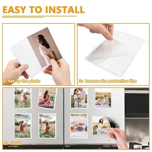 Mingting Magnetic Picture Frame, Holds 4x6 Inches Pictures, Reusable White Magnet Fridge Photo Sleeves for Refrigerator, Locker,Office Cabinet (White, 6) - 6Pcs-4x6-White thumbnail 5