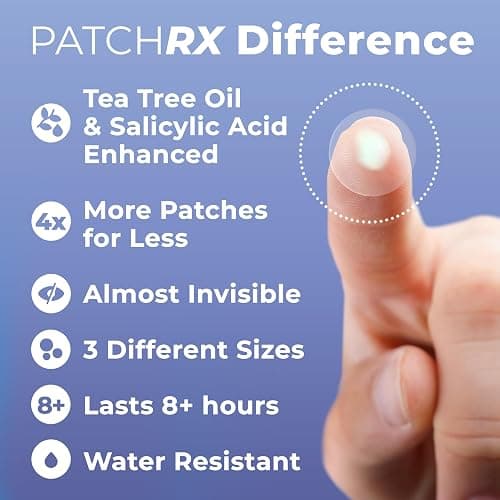 PatchRx Pimple Patches Salicylic Acid (120 Pack), Salicylic Acid Pimple Patches - Pimple Patches for Face - Zit Patch and Pimple Stickers - Salicylic Acid Pimple Dots for Pimple - Zit Patches thumbnail 3