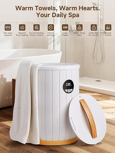AAOBOSI Large Towel Warmers for Bathroom with Digital Display,20L 4 Timer& Auto Shut Off，Fast Warming, Blankets & Robes, Portable Electric Warmer for Bathroom,SPA，PJ's and More thumbnail 2