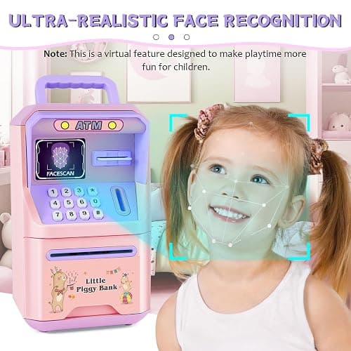 Tlsmyjlwj Piggy Bank for Kids, ATM Coin Bank Toys Gifts, Electronic Piggy Banks Money Safe for Kids Toys Ages 3 4 5 6 7 8 9 10 11 12 Year Old Girls Birthday Gifts, Pinkish Purple thumbnail 5