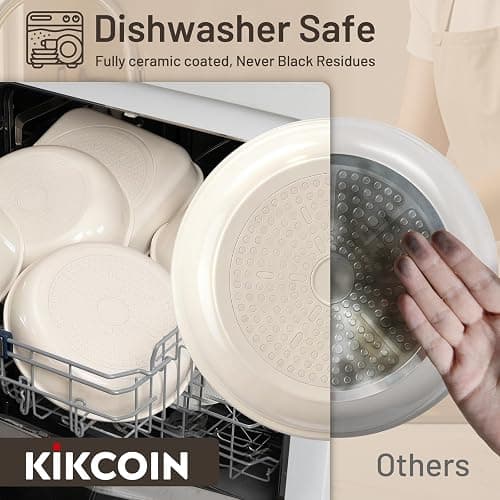 KIKCOIN Ceramic Nonstick Pots and Pans Set - Cookware Set with Detachable Handle - 25 Pack Stackable Cooking Set for RV Kitchen, with Frying Pans, Steamer - Induction/Dishwasher/Oven Safe, PFOA Free thumbnail 4