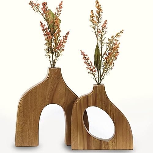 Wooden Vases Set of 2