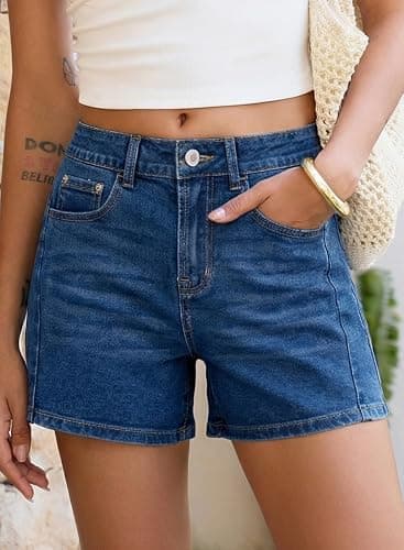 Sidefeel Women's Jean Shorts High Waisted Stretchy Casual Side Seam Denim Shorts thumbnail 4