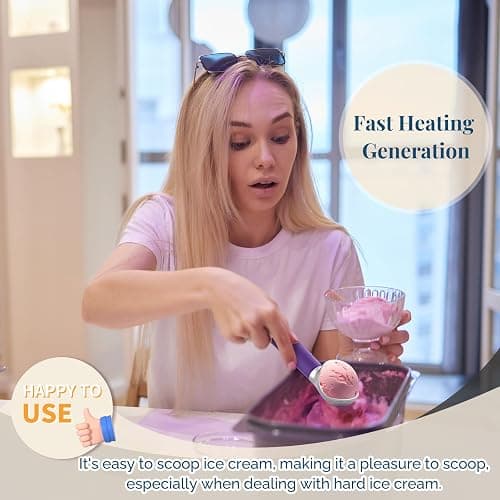 Heated Ice Cream Scoop Rechargeable, Electric Warming Ice Cream Scooper with LED Display, Heats to 158°F for Hard Ice Cream, Easy for Seniors & Kids, IP67 Waterproof (Royal Purple, 2oz) thumbnail 6