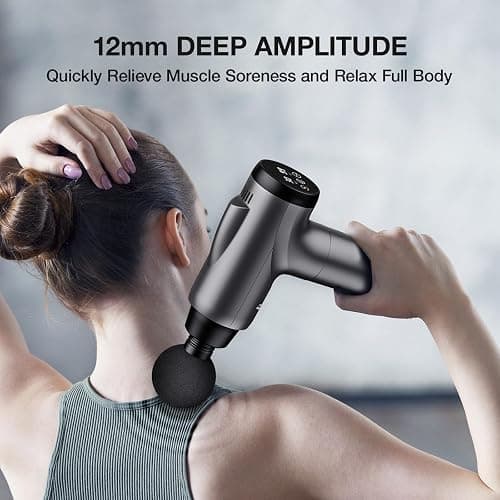 OLsky Massage Gun Deep Tissue, Handheld Electric Muscle Massager, High Intensity Percussion Massage Device for Pain Relief with 9 Attachments & 30 Speed(Grey) thumbnail 4