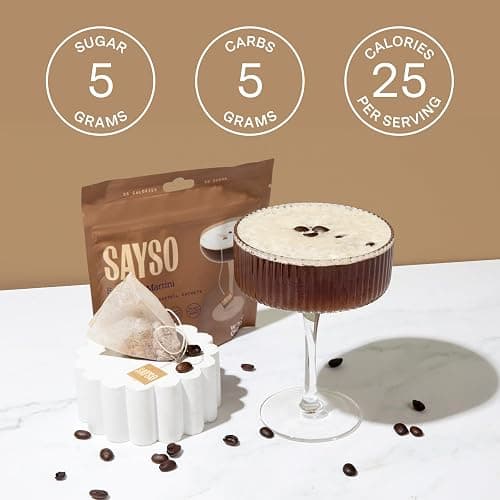 SAYSO: Espresso Martini Instant Cocktail Tea Bags | Infuses with Cold Water & Spirits for a Premium Craft Cocktail or Mocktail (25 Calories, 5g Sugar), 8-Pack thumbnail 5