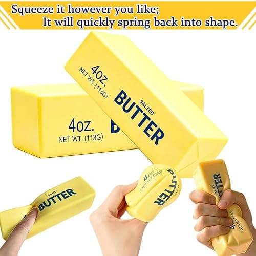 Butter Squishy, Squeeze Toys, Squishy Butter, Realistic Butter Stick Soft Squeeze Toys (Butter-2PCS) thumbnail 3