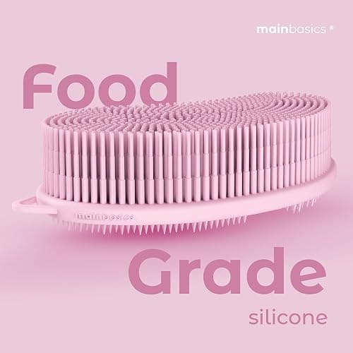 MainBasics Silicone Body Scrubber Dual-Sided Shower Loofah and Exfoliator (Pink, Exfoliate) thumbnail 6
