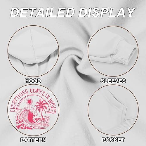 KIEKIECOO Girls Palm Graphic Hoodie Beach Cute Hoodies With Pocket Kids Preppy Sweatshirt Ocean Pullover Long Sleeve Top thumbnail 6