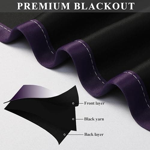 Estelar Textiler Purple and Greyish White Gradient Blackout Curtains 84 Inch Length 2 Panels Set for Bedroom, Ombre Light Blocking Insulated Thermal Window Grommet Curtains for Living Room, 52Wx84L thumbnail 5