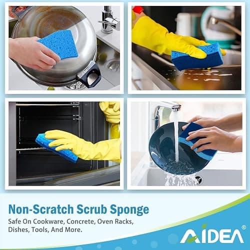 AIDEA Non Scratch Scrub Sponge-24Count, Sponges Kitchen, Sponges for Dishes | Cleaning Sponge, Cleans Fast Without Scratching, Stands Up to Stuck-on Grime, Cleaning Power for Kitchen, Household thumbnail 5