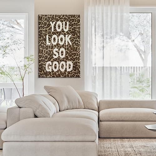 KIJDID Funky Leopard You Look So Good Canvas Wall Art Preppy Coquette Girly Y2k Aesthetic Positive Inspirational Art Poster Cheetah Print Wall Decor For Bedroom Living Room Bathroom 12x16in Unframed thumbnail 5