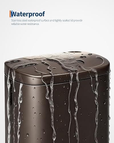 Garvee 13 gal (50 L) and 2.6 gal (10 L) Metal Trash Can Combo Set, Rustproof Garbage Can with Lid, Step-on Trash Bin with Inner Bucket, Rear Handle, Brown thumbnail 4