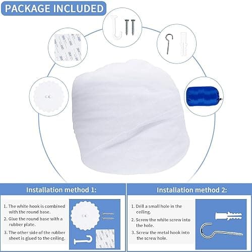 Sublaga Round Mosquito Net for Bed, Large White Bed Canopy for Girls, Hanging Bed Net, Ideal for Bedroom Decorative, Travel with Storage Bag (Round) thumbnail 5