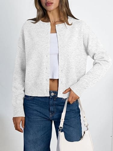 LILLUSORY Womens Cropped Cardigan Sweaters Lightweight Fall Crop Cotton Knit Y2k Outfits Fashion Button Up Clothes 2025 thumbnail 2