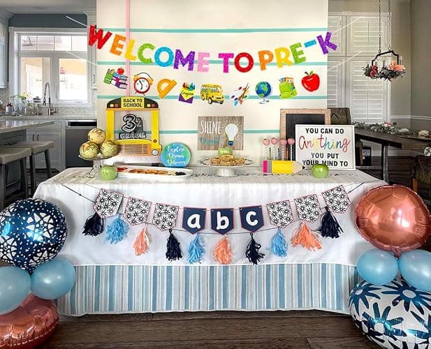 Welcome to PRE-K Banner - Back to School Decorations Supplies for Preschool - First Day Banner thumbnail 4