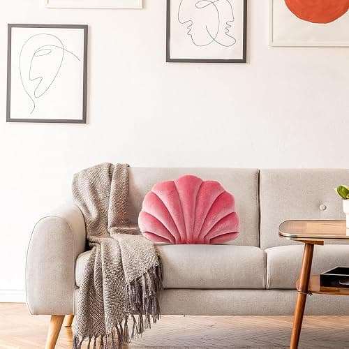 Marsui Sea Princess Seashell Decorative Pillow, Preppy Room Decor Christmas Party Gift Soft Chair Cushion Cute Clam Throw Pillow for Sofa Bed Living Room(Pink,13.4 x 9.8 in) thumbnail 2