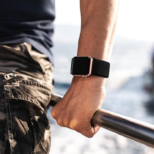 Lerobo Braided Band Compatible with Apple Watch Series 11 10 9 8 7 46mm 45mm 41mm Ultra SE 3 2 1 49mm Series 6 5 4 3 44mm 40mm 38mm 42mm Men iWatch Bands Women Stretchy Nylon Solo Loop Sport Strap thumbnail 6