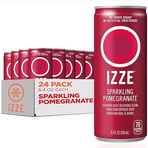 IZZE Sparkling Water Juice Beverage Blend, Pomegranate, No Sugar Added, 8.4 FL OZ, 24 Cans - Image 1