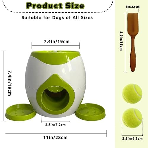 ABULL Interactive Dog Puzzle Toy - Drop The Ball to Get Treats, 2-in-1 Treat Dispenser & Slow Feeder for Healthy Eating, Keep Them Busy and Stop Boredom, Fun and Durable for All Breed (Green) thumbnail 4