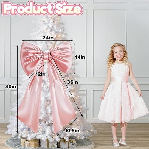 Large Pink Bow for Coquette Room Decor, 40x24 In Satin Ribbon Tie Coquette Birthday Decorations, Giant Pastel Pink Hanging Wall Decor for Ballerina Girl Just Want to Be One (Internal Stability Layer) thumbnail 2
