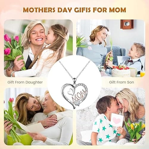 YCZARD Personalised Mothers Day Gifts - Mum Necklace, Silver Chain Love Heart Necklaces with Cubic Zirconia, Mothers Day Gifts from Daughter Best Mothers Day Presents for Your Mum, Granddaughter thumbnail 5