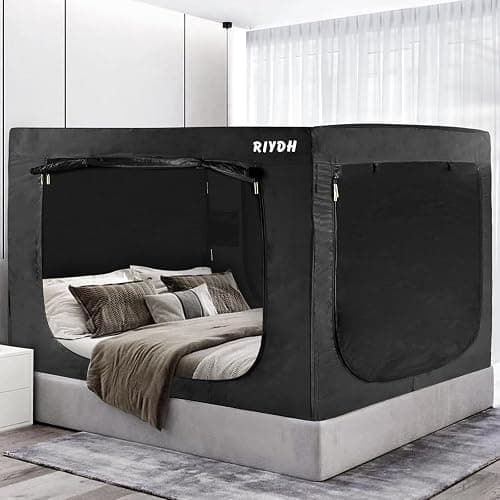 RIYDH Bed Tent Twin Bed Canopy Tents for Adult - Portable Dream Tent Indoor Sleeping Tents 93% Blackout with 3 Doors Breathable Big Space - Image 1