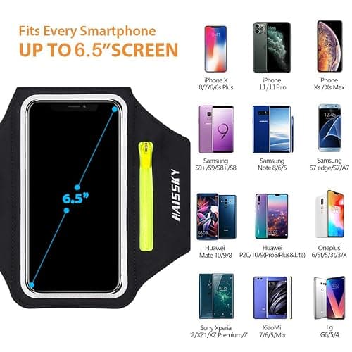 Running Armband with Earphone Bag Cell Phone Armband for iPhone 16 15 Pro 14 Plus 13 11 XR XS, Galaxy S24/S10 Water Resistant Sports Phone Holder Case & Zipper Slot Car Key Holder for 6.7 inch Phone thumbnail 4